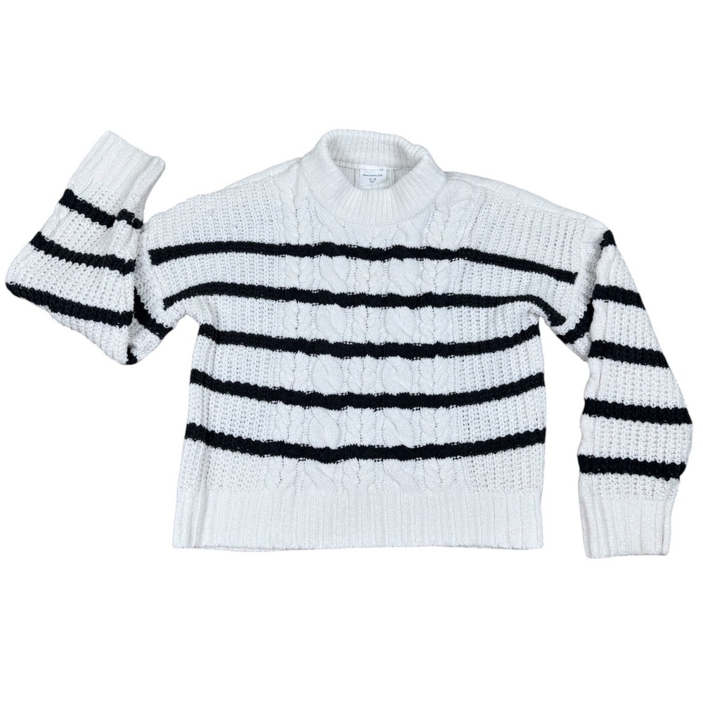 Abercrombie Kids Super Soft White Cable Knit Long Sleeve Sweater Top 9/10 Girls